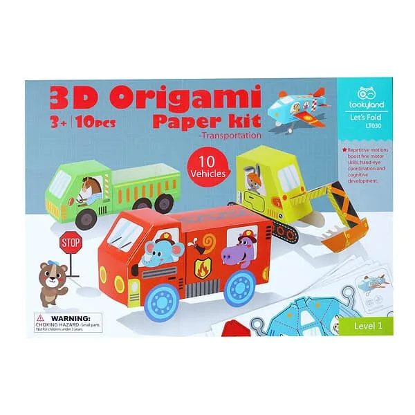 Origami járművek - 10 db 3D Origami jármű