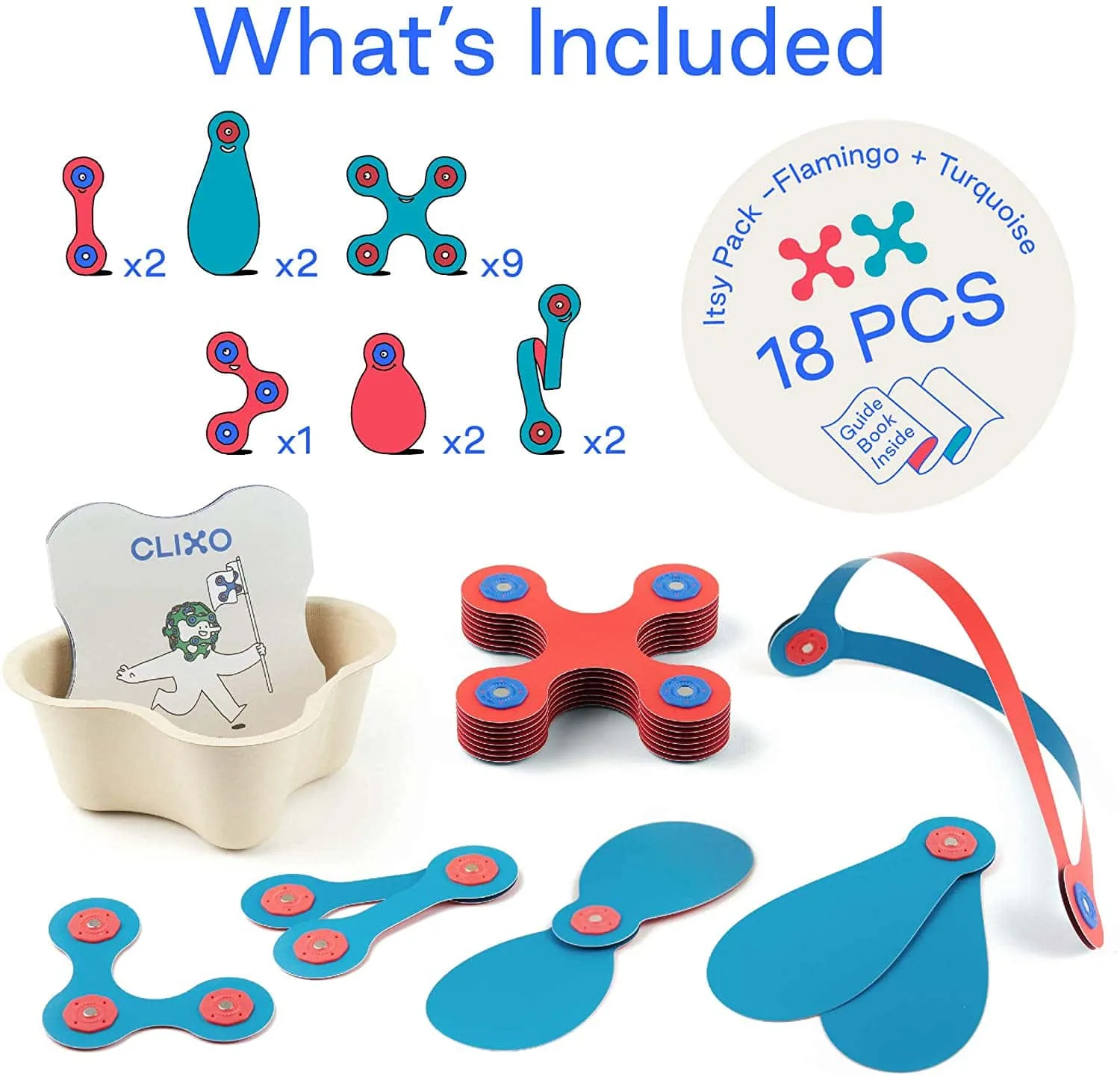 Clixo mágneses építőkészlet szett zöld és kék színekben (18 darabos) - Image 6