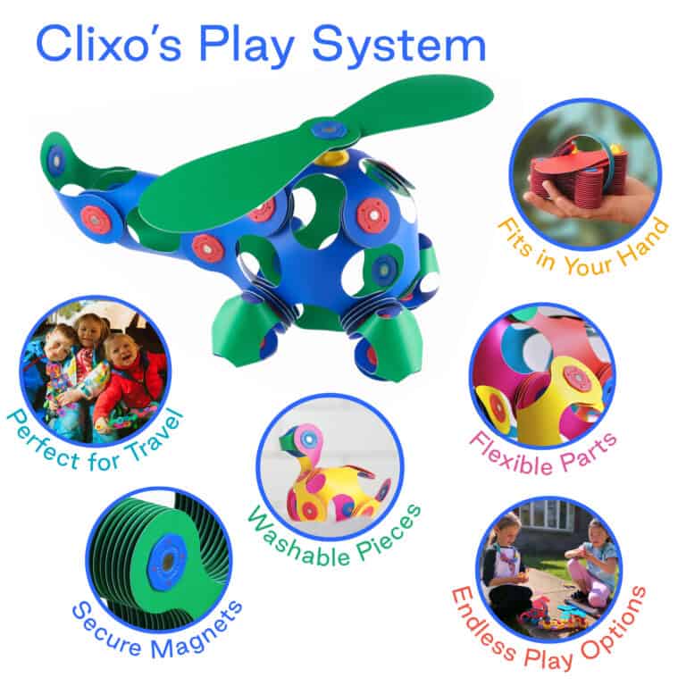 Clixo mágneses építőjáték kék és zöld szett (30 darabos) - Image 4