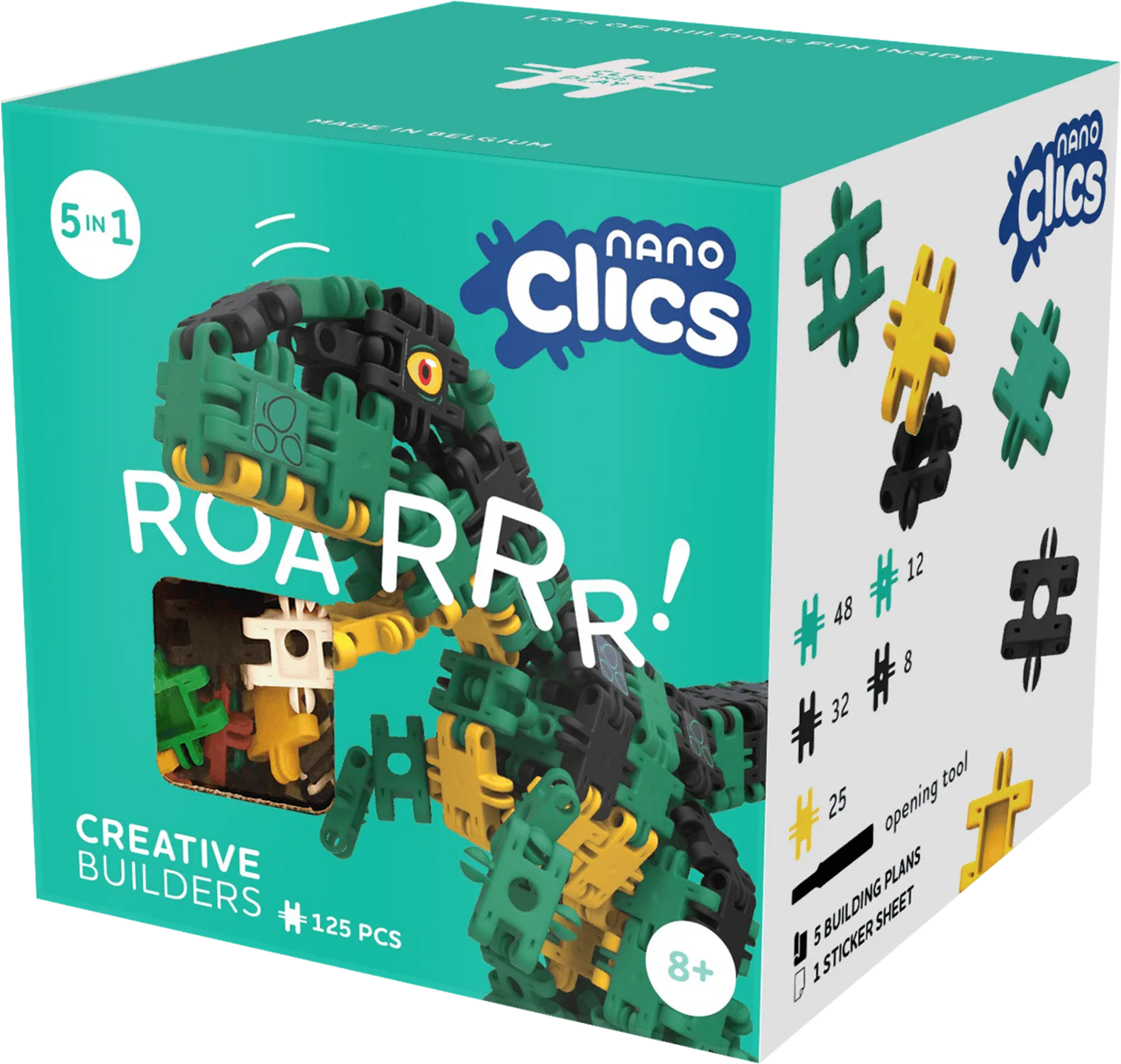 Nano Clics - 5az1-ben 125 db-os kreatív építőjáték, Dinoszaurusz